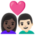 👩🏿‍❤️‍👨🏻 couple with heart: woman, man, dark skin tone, light skin tone display on Google